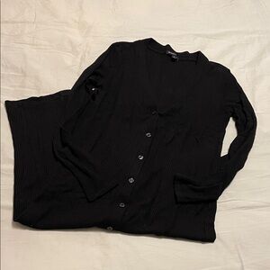 Beyond Yoga Black Long Ribbed Cardigan/Dress